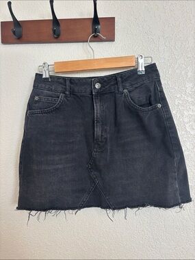 Black Washed Denim Skirt